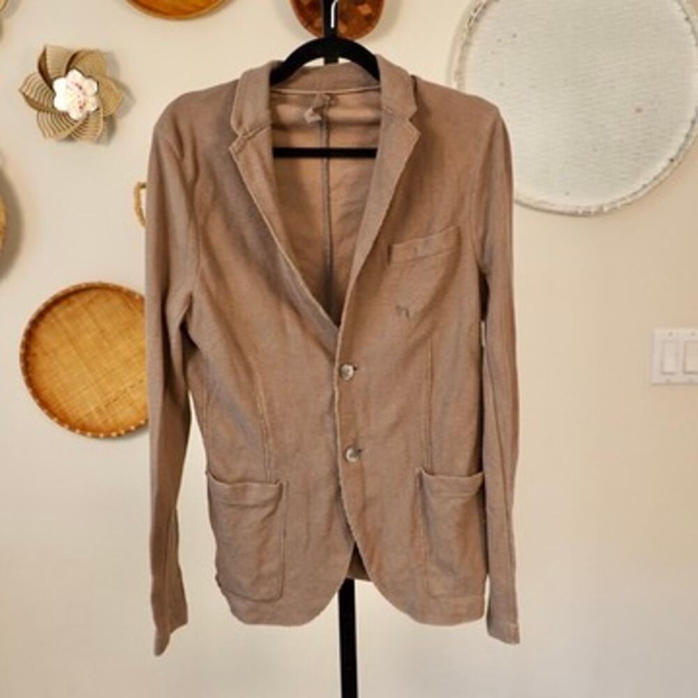 Harris Wharf London Long Sleeve Single Breasted Sweater Blazer Tan Mens‎ Size 48